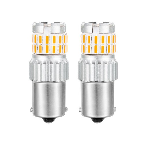 Ursmart 자동차 헤드라이트 전구 백업 7440 7443 T20 LED 전구(프로젝터 포함) 테일 브레이크 스톱 라이트용 LED 전구 교체, 옐로우 BA15S, 44.45x14.7x16.5mm, 알류미늄
