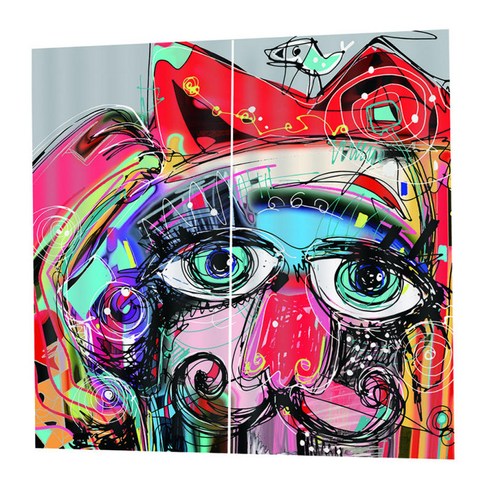 디지털 인쇄 3D 창 커튼 드레이프 2 패널 150x166cm 사진 배경막, C, 설명