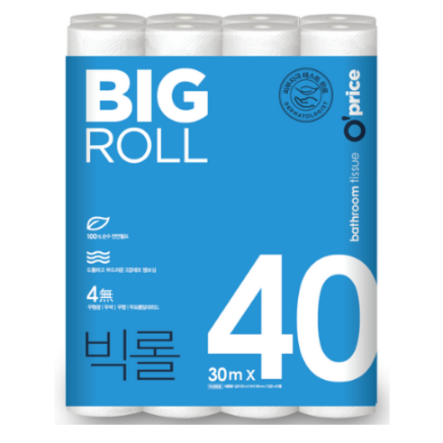 킴스클럽 OPRICE 빅롤화장지 3겹 30m 40롤 1개
