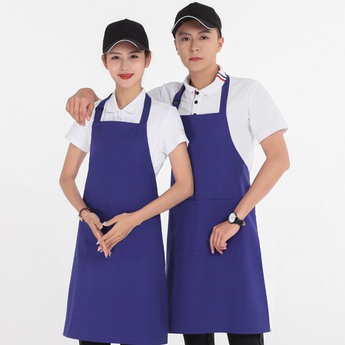 ANKRIC 방수앞치마 주방 앞치마 가정용 방유 및 방오 면화 방유 교수형 목 스카프, 푸른