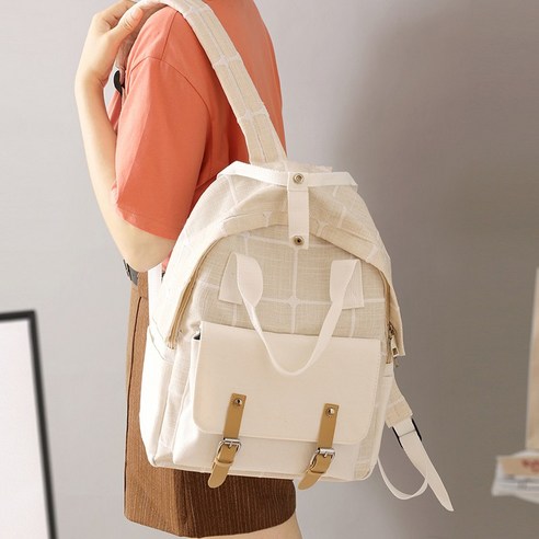 2021 새로운 Ins Schoolbag 배낭 한국어 스타일 고등학교 중학생 격자 무늬 모리 배낭