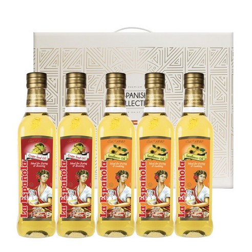 [에스파뇰라] [에스파놀라] 포도씨유 500ml 2병 + 해바라기유 500ml 3병 (선물, 상세 설명 참조