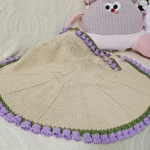 로즈 은방울 해바라기 꽃다발 담요 블랭킷 뜨개질 핸드메이드 완제품 인테리어소품