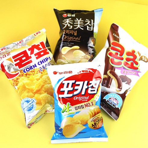 글루텐 없는 즐거운 간식: 콘칩+콘초+수미칩+포카칩 세트
