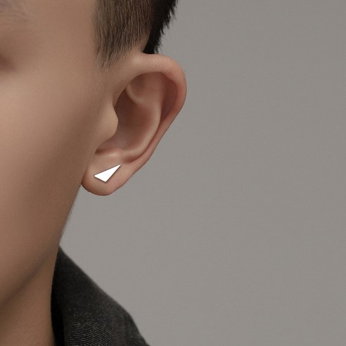 smyS925 실버 귀 스터드 남성 유행 맞춤형 남성 단일 유럽과 미국의 틈새 남자 귀걸이 간단한 삼각형 쥬얼리