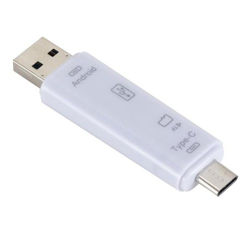 USB 2.0 TF 메모리 카드 리더 고속 마이크로 USB 휴대 전화, 화이트, 7.3x1.8x0.9 cm, 플라스틱