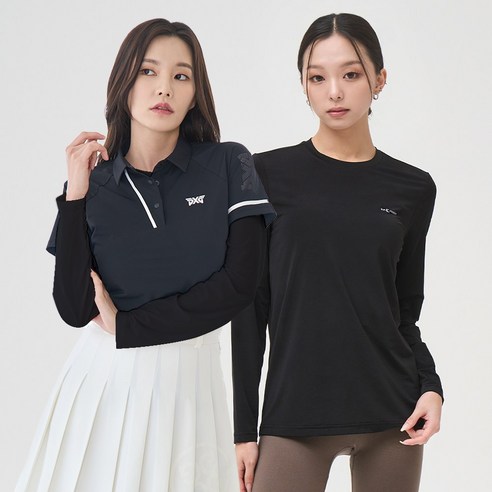 [1+1] 썬마스킨 프리미엄 자외선차단 UV 쿨링 스포츠 골프 여성 라운드 이너웨어 티셔츠
