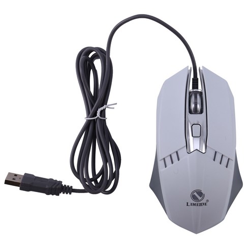 Xzante LIMEIDE X2 게임용 마우스 기계식 RGB 백라이트 측면 냉각 DPI 800/1200/1600/2400 E-스포츠 USB(흰색), 하얀, ABS