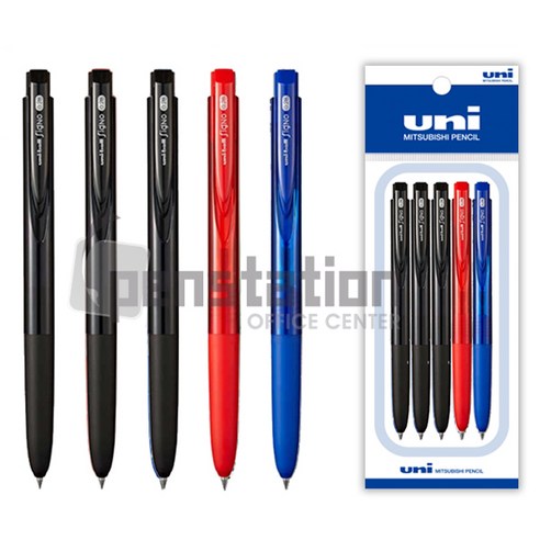 유니볼 시그노 노크식 RT1 0.28mm 블랙/블루/레드 5개 세트, 0.28 블랙3개+블루1개+레드1개