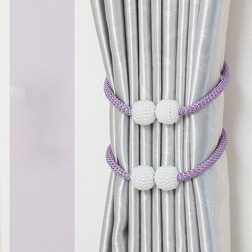 [록신]커튼끈 북유럽 간단한 커튼 버클 모방 진주 바인딩 로프, 보라색