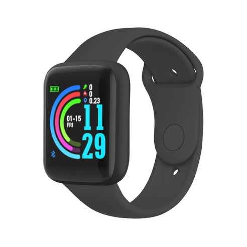 D20 터치 스크린 스마트 피트니스 팔찌 마카롱 컬러 Y68 Smartbands 하트 슬립 트래커 시계 남성 여성 Xiaomi Andriod IOS, 마카롱 블랙, 하나