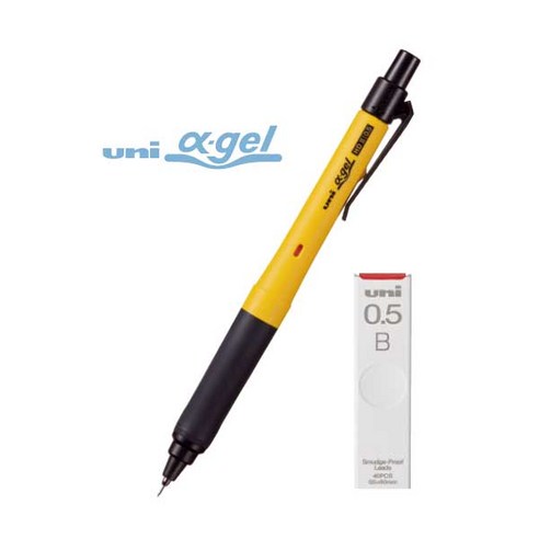 유니 알파겔 스위치 샤프 0.5mm + 유니 샤프심, 알파겔 스위치 옐로우+유니 샤프심 0.5 B