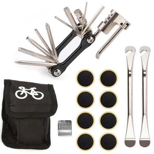 Xzante 자전거 수리 도구 키트 액세서리 펌프 타이어 패치가있는 멀티 세트 휴대용 산악 도로 자동, 검은 색, 자전거 다기능 도구