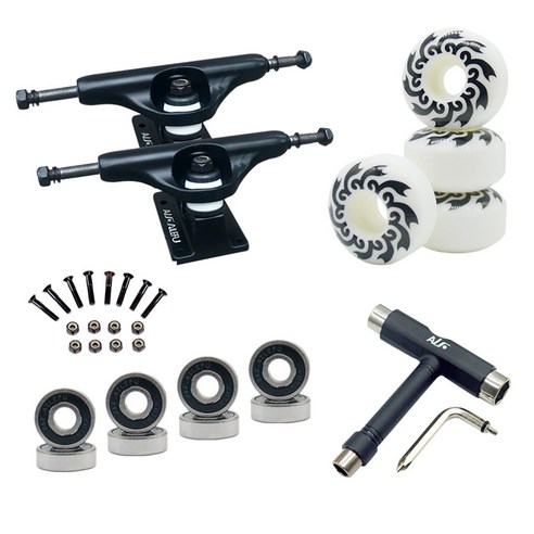 Retemporel ALF 5.25 인치 스케이트 보드 브래킷 52x32mm 바퀴 더블 로커 트럭 교량 도구 블랙+화이트, 검정색 & 흰색