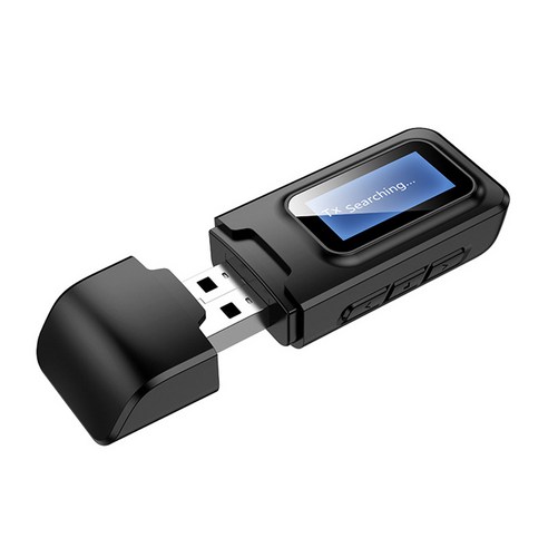 BESTOPE 2 in 1 USB Bluetooth 송신기 수신기 블루투스 5.0 디스플레이 화면이있는 무선 오디오 어댑터, 검은 색