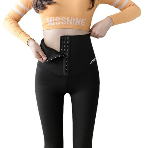 높은 허리 가슴 상어 바지 입고 바비 바지 여성 가을과 겨울 플러스 벨벳 허리 배꼽 레깅스 여성 엉덩이 요가 바지