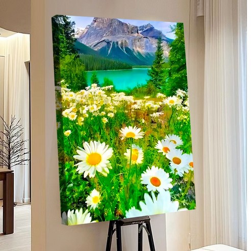 votgl 보석십자수 캔버스형 DIY 액자형 풍경 인물 꽃식물50x40cm, 025꽃식물