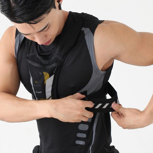 장바9니 바디밀착 러닝조끼 마라톤 안전 런닝벨트, 블랙, 1개
