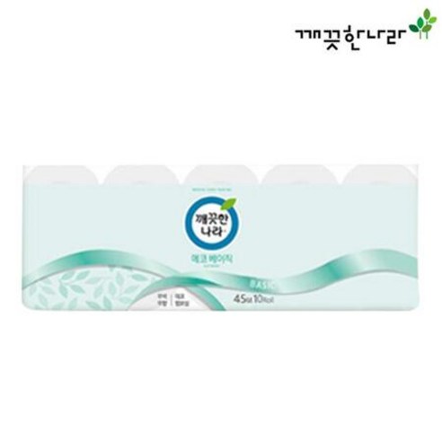 깨끗한나라 베이직 45M 10롤 화장지, 1개, 1개