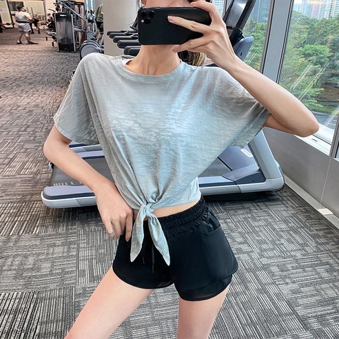 스포츠 티셔츠 여성 여름 얇은 통기성 빠른 건조 요가 탑 반소매 슬리밍 실행 피트니스 의류