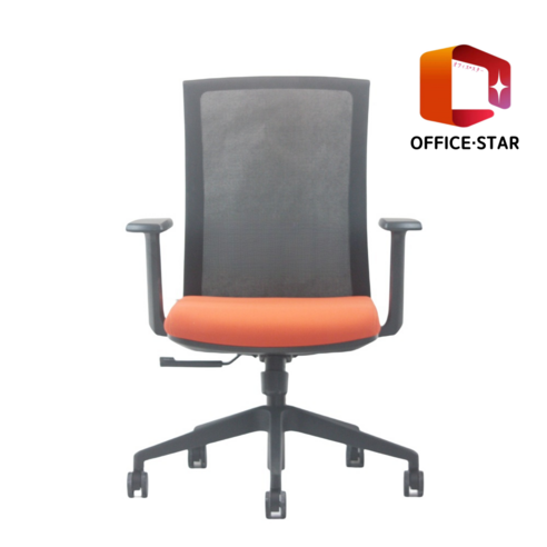 일본정품브랜드 OFFICE . STAR ENE-X 사무용 의자 회의실용 학생용 컴퓨터 메쉬 체어, 흑색 + 흑색 + 주황색