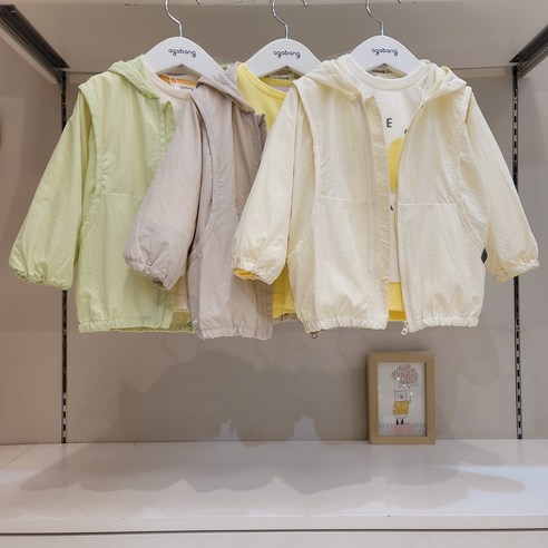 [아가방] 논현점*23신상//얇은 여름 화섬 바람막이 점퍼/간단하게 입기좋은 귀여운 후드 점퍼/아가방 점퍼