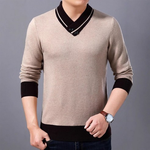 남성 봄 가을 스웨터 이너웨어 남성복 트렌드 니트 럭셔리 코디 상의 부드러운 브이넥 티셔츠