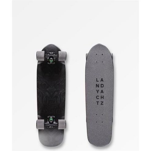 LANDYACHTZ 딩기 엠보싱 28.5 크루저 컴플리트 스케이트보드 크루저보드, 블랙, One Size