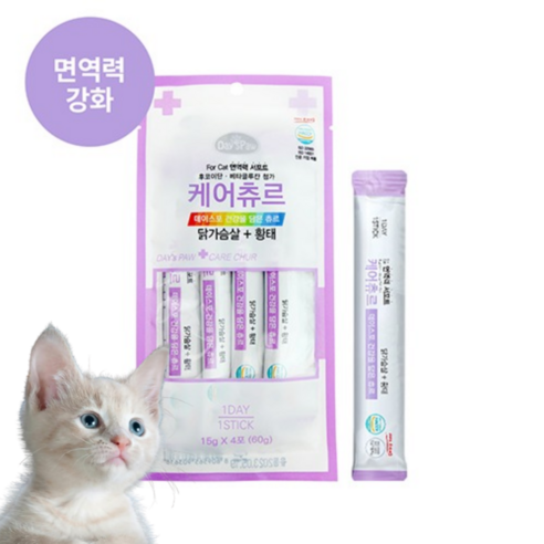고양이 짜먹는 츄르 영양제, 1세트, 구강/치석관리, 4회분