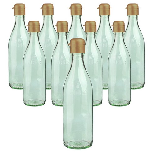 가인글로벌 청색기름병350 유리병 스마트원터치캡 골드, 10개, 350ml