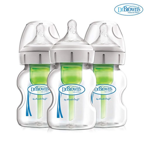 닥터브라운 유아용 옵션스플러스 와이드넥 PP 젖병 150ml 3p, 혼합색상, 3개
