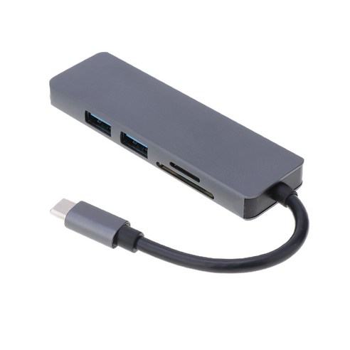 GHSHOP USB C 허브 5 in 1 USB C 어댑터 4K USB C to HDMI / TF 카드 리더기 USB 2개, 설명, 205mm, 금속