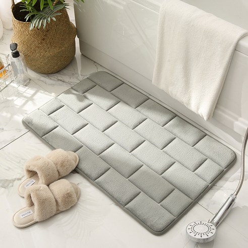 칼노 욕실 벽돌 매트3d입국 침실 흡수성 미끄럼 방지 카펫, 회색