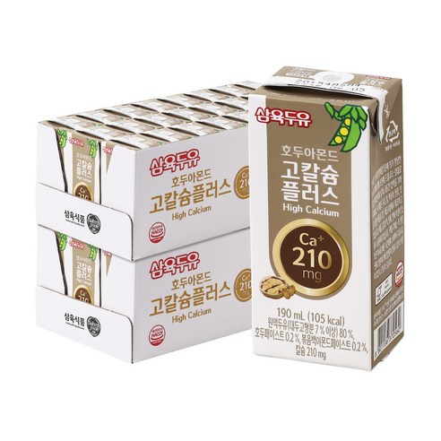 삼육두유 호두아몬드 고칼슘 플러스 두유, 190ml, 48개