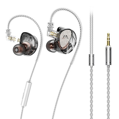 Lafitear LF1 플러그형 하이파이 유선 이어폰 3.5mm 마이크 포함, 블랙