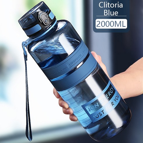 [SW] 1L 1.5L 2L 스포츠 물병 대용량 피트니스 야외 에코-친화적 인 플라스틱 휴대용 500ml 셰이커 물병 BPA 무료, 하나, 색깔2