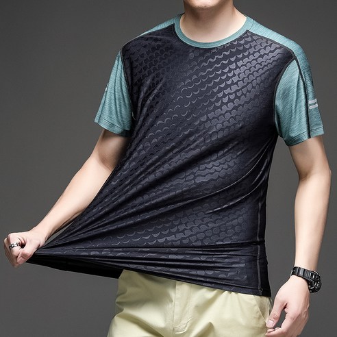 DFMEI 여름 트레이닝 티셔츠 남성 슬림핏 보디빌딩 남성복 루즈핏 캐주얼 반팔 아이스 티셔츠