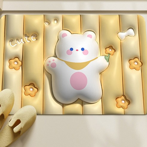 빨아쓰는 규조토 발매트 3d 입체 욕실 화장실 주방 현관 매트 30종, 8번 노란 곰돌이, 1개