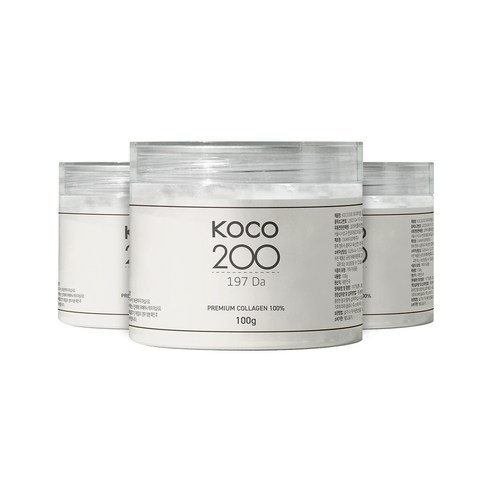 더코코 KOCO200 생 콜라겐 100% 초 저분자 펩타이드 먹는 바르는 국내산 가루 파우더 100g 더코리아콜라겐, 3개