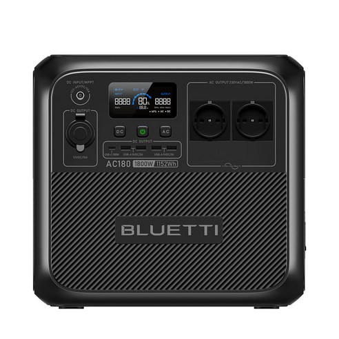 BLUETTI 블루에티 AC180 1800W 1152Wh파워뱅크 휴대용 초고속충전 대용량배터리 캠핑용 차박용 태양광 발전기 인산철 220v배터리 낚시 야외작업용