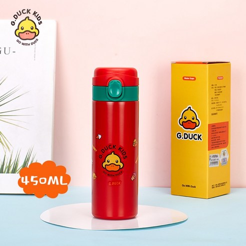ZZJJC 아이디어 보온병 아이디어 텀블러 아웃도어 보온병, 450ML 러버덕 점프붉은, 500ml