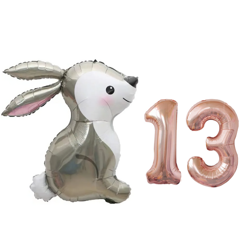 파파 파티 곰돌이 토끼 풍선 생일 파티 숫자 풍선 세트, 토끼 13, 1세트
