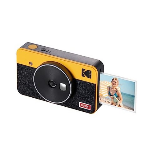 KODAK Mini Shot 2 레트로 즉석 카메라 및 포토 프린터 4PASS 2-in-1, 카메라+68시트 + 옐로우, 1개