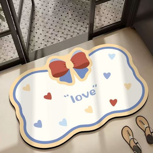 태쓰 빨아쓰는 규조토 욕실발매트 화장실매트 주방매트, 1개, 러브