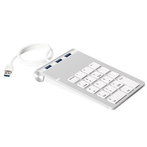 세 개의 USB 미니 디지털 키보드 울트라 슬림 숫자 패드 PC 3.0 허브와 USB 숫자 키패드 18 키, 하나, 보여진 바와 같이