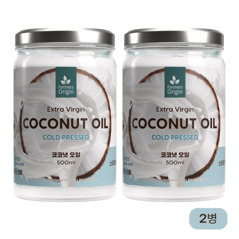 파머스오리진 엑스트라버진 코코넛오일, 500ml, 2개