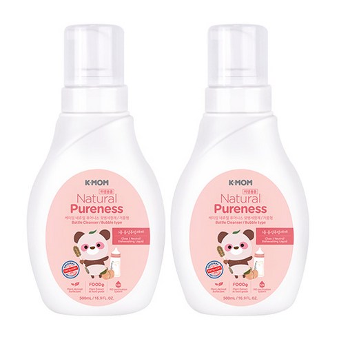 케이맘 퓨어니스 젖병세정제 거품형 용기, 500ml, 2개