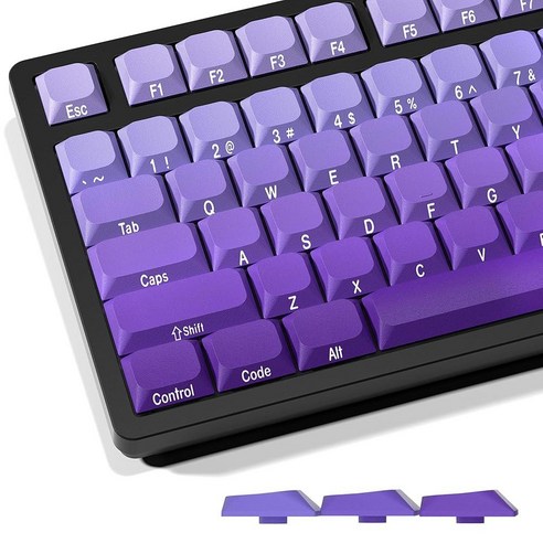 오이XVX 로우 프로파일 키캡 134키 사이드 프린트 PBT 맞춤형 키보드용 화이트 게이밍 키캡 – 체리 게이트론 MX 스위치 호환 풀 세트, 퍼플 화이트키캡