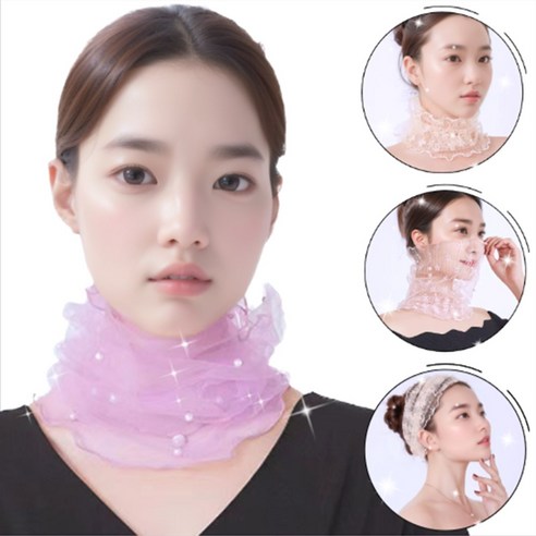 마미앤 쉬폰 진주 스카프 쁘띠 레이스 미니 넥스카프