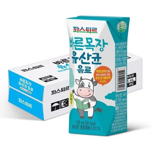 [파스퇴르]바른목장 유산균음료125ml X 24팩, 3000ml, 24개